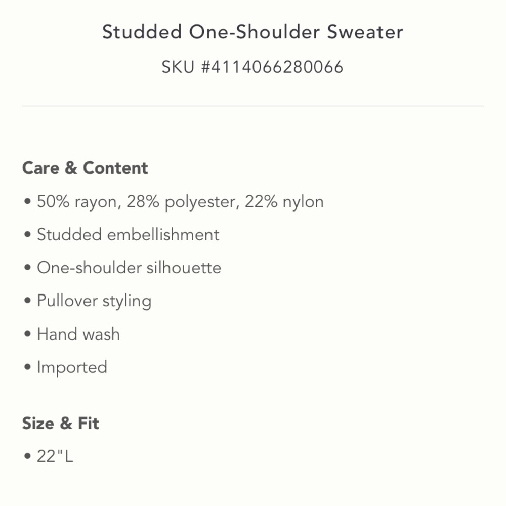 Anthropologie NWT Studded One-Shoulder Sweater With Pearls Size M. - Picture 4 of 6